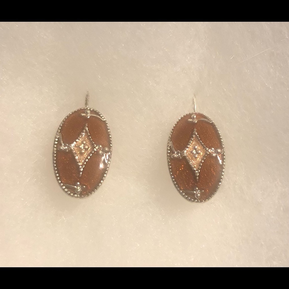 Napier Vintage Earrings. Bronze & crystal.